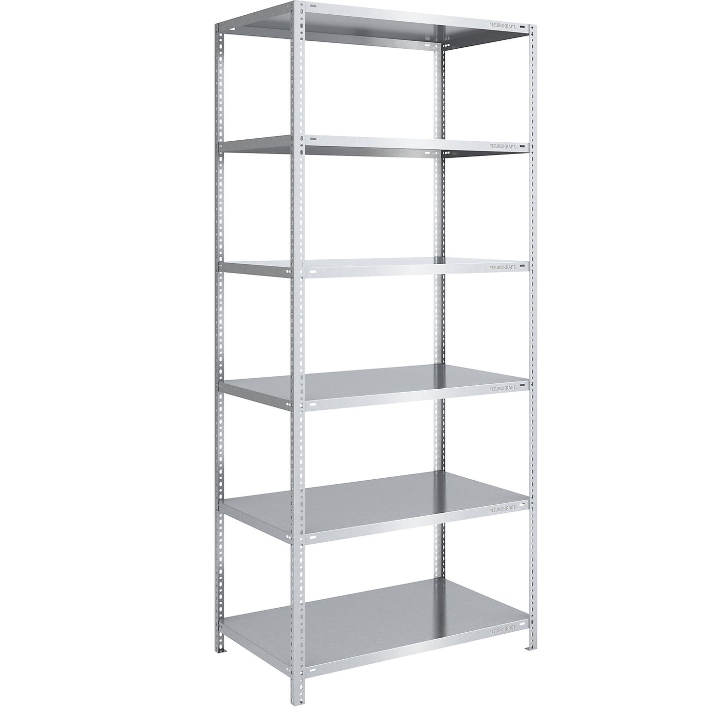 Storage bolt-together shelving, medium-duty, double-sided, HxWxD 2500 x 1000 x 800 mm, zinc plated, standard shelf unit.
