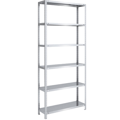 Storage bolt-together shelving, medium-duty, double-sided, HxWxD 2500 x 1000 x 400 mm, zinc plated, standard shelf unit.