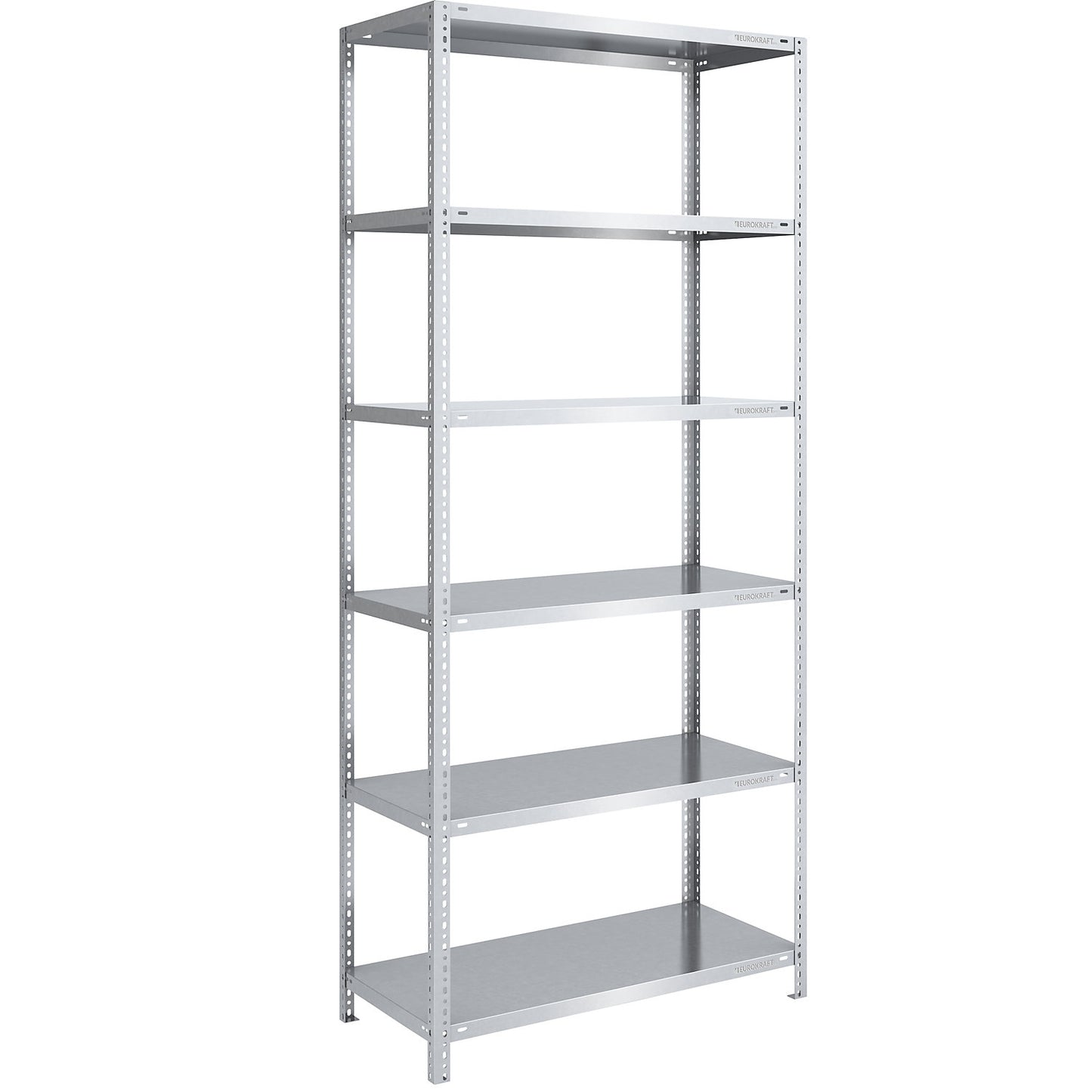 Storage bolt-together shelving, medium-duty, double-sided, HxWxD 2500 x 1000 x 600 mm, zinc plated, standard shelf unit.