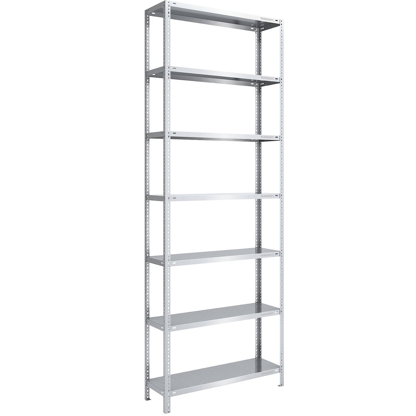 Storage bolt-together shelving, medium-duty, double-sided, HxWxD 3000 x 1000 x 400 mm, zinc plated, standard shelf unit.