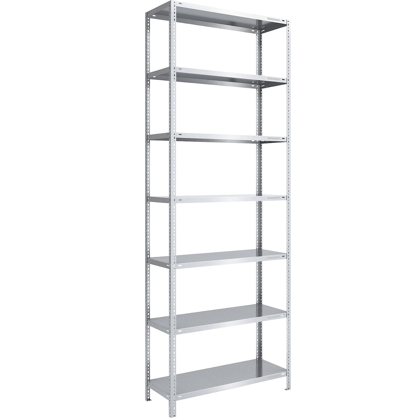 Storage bolt-together shelving, medium-duty, double-sided, HxWxD 3000 x 1000 x 500 mm, zinc plated, standard shelf unit.
