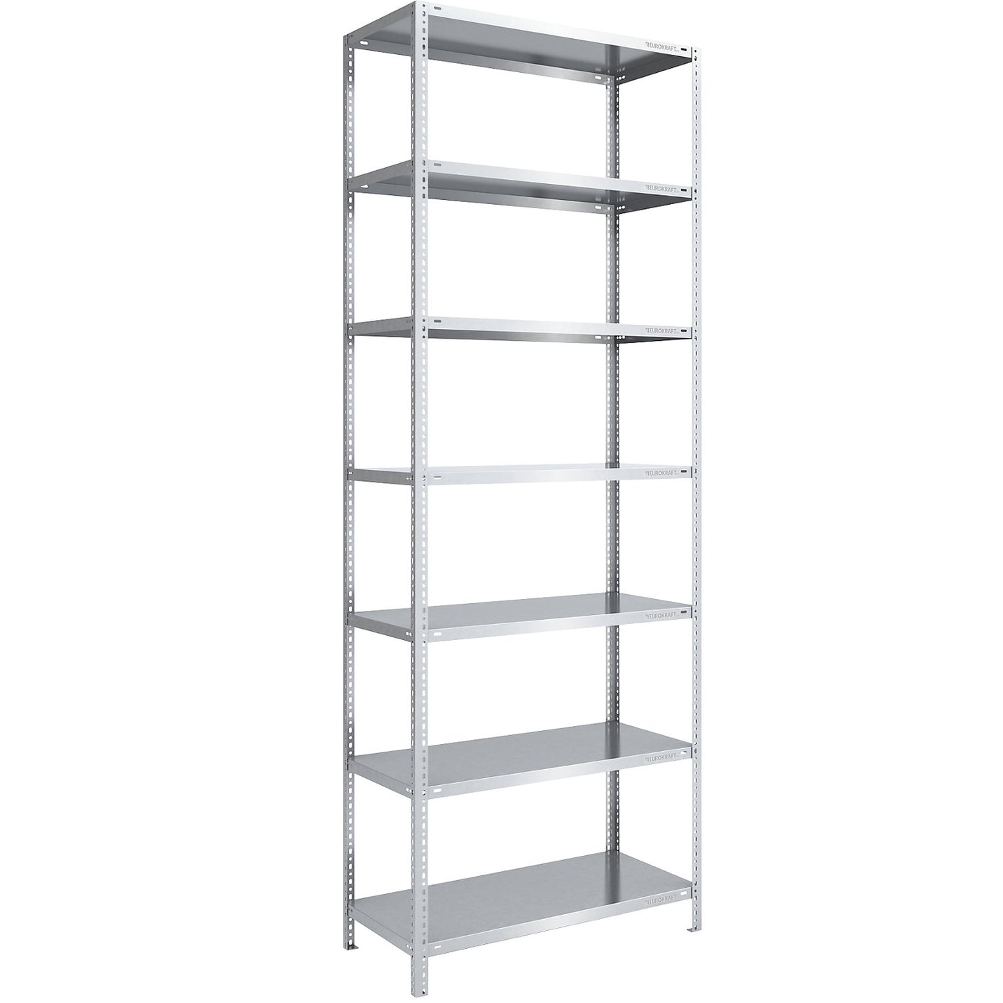 Storage bolt-together shelving, medium-duty, double-sided, HxWxD 3000 x 1000 x 600 mm, zinc plated, standard shelf unit.