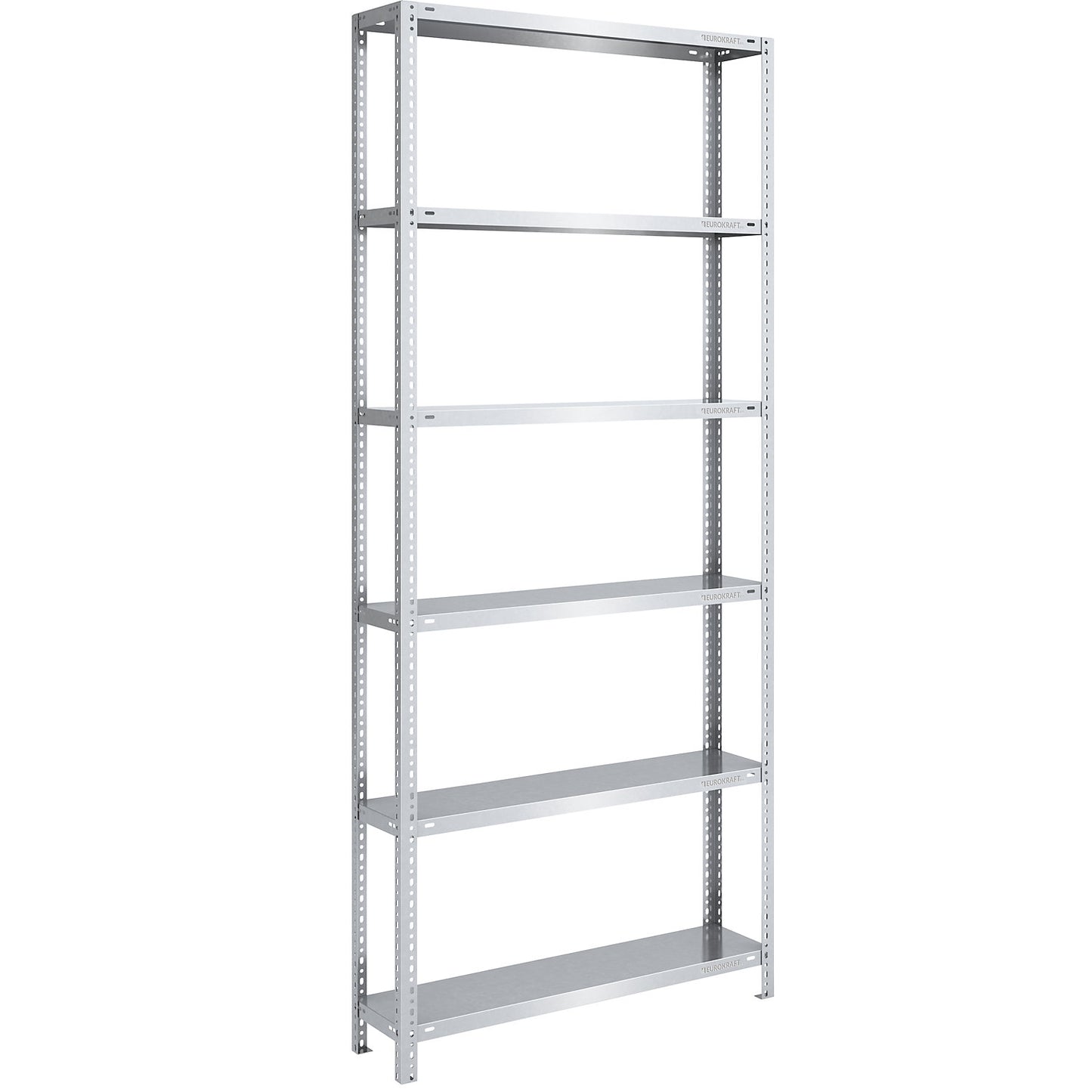 Storage bolt-together shelving, medium-duty, double-sided, HxWxD 2500 x 1000 x 300 mm, zinc plated, standard shelf unit.