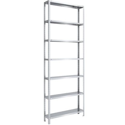 Storage bolt-together shelving, medium-duty, double-sided, HxWxD 3000 x 1000 x 300 mm, zinc plated, standard shelf unit.
