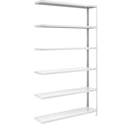 Storage bolt-together shelving, medium-duty, double-sided, HxWxD 2500 x 1300 x 400 mm, light grey, extension shelf unit.