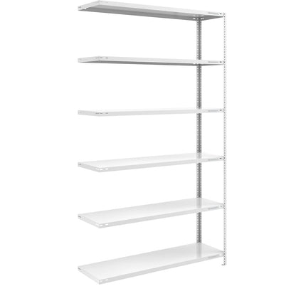 Storage bolt-together shelving, medium-duty, double-sided, HxWxD 2500 x 1300 x 500 mm, light grey, extension shelf unit.