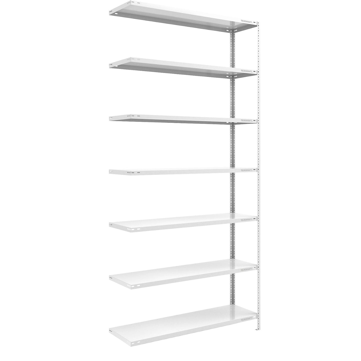 Storage bolt-together shelving, medium-duty, double-sided, HxWxD 3000 x 1300 x 500 mm, light grey, extension shelf unit.