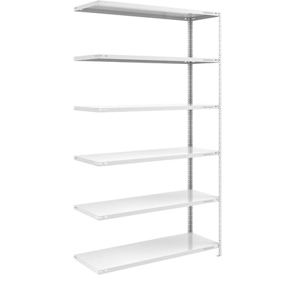 Storage bolt-together shelving, medium-duty, double-sided, HxWxD 2500 x 1300 x 600 mm, light grey, extension shelf unit.
