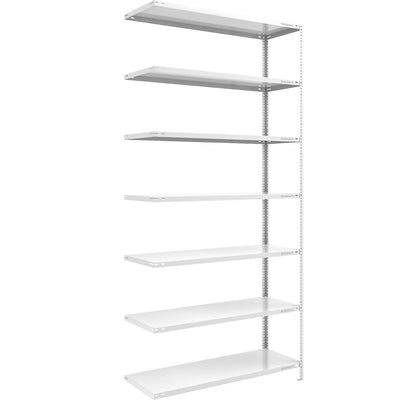 Storage bolt-together shelving, medium-duty, double-sided, HxWxD 3000 x 1300 x 600 mm, light grey, extension shelf unit.