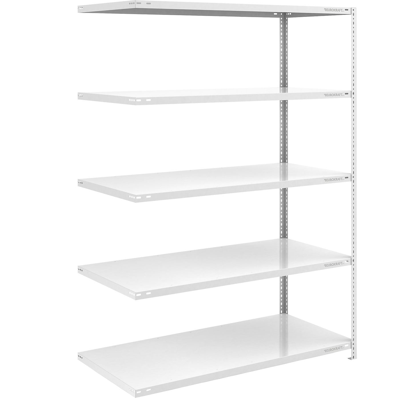 Storage bolt-together shelving, medium-duty, double-sided, HxWxD 2000 x 1300 x 800 mm, light grey, extension shelf unit.