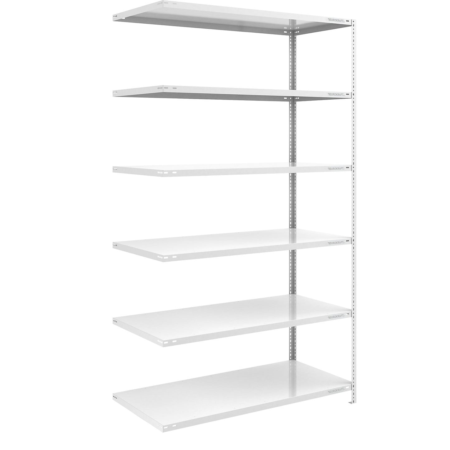 Storage bolt-together shelving, medium-duty, double-sided, HxWxD 2500 x 1300 x 800 mm, light grey, extension shelf unit.