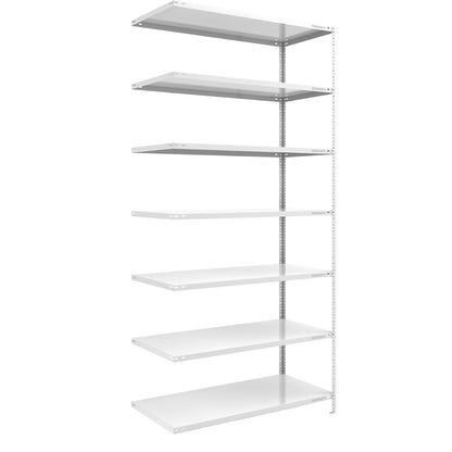 Storage bolt-together shelving, medium-duty, double-sided, HxWxD 3000 x 1300 x 800 mm, light grey, extension shelf unit.