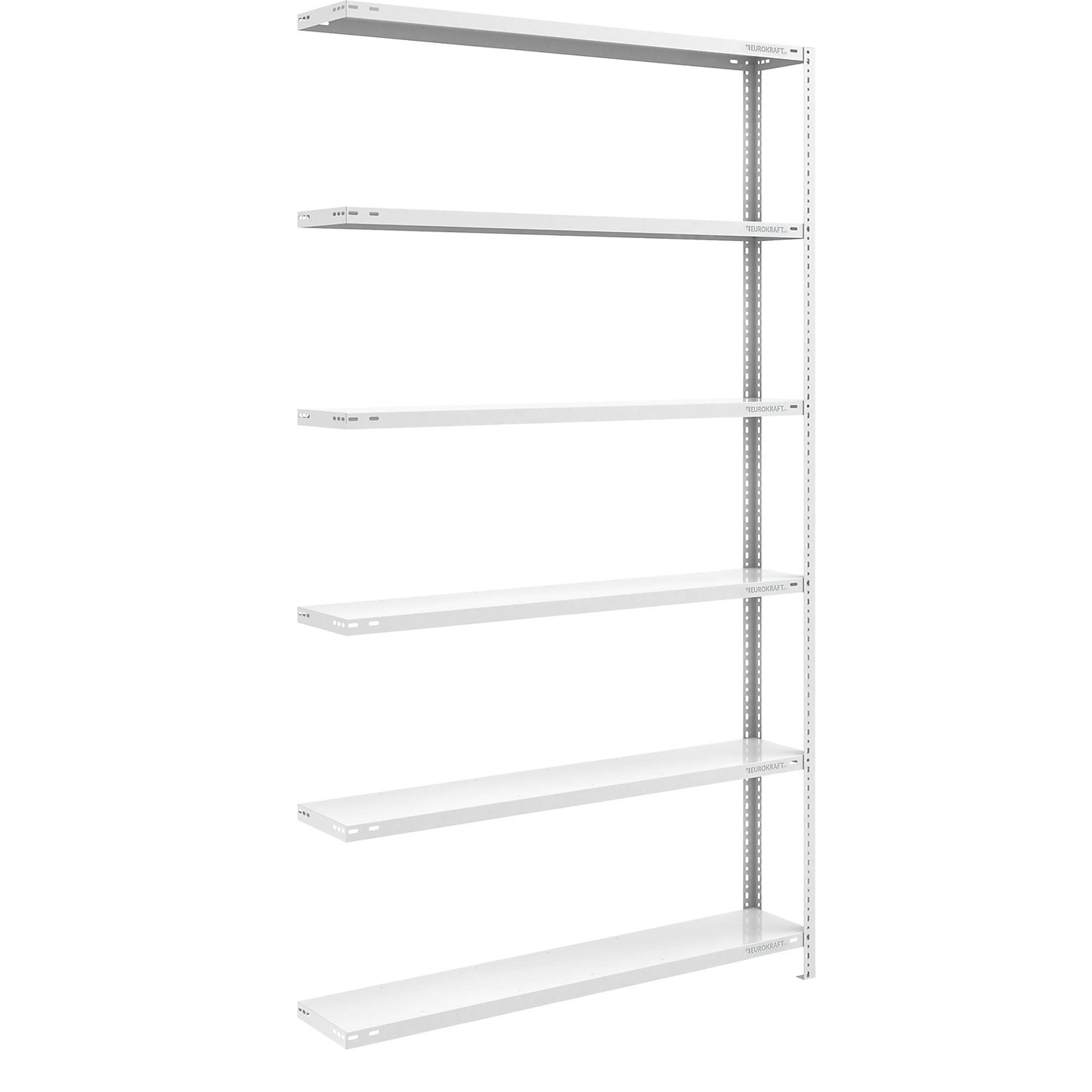 Storage bolt-together shelving, medium-duty, double-sided, HxWxD 2500 x 1300 x 300 mm, light grey, extension shelf unit.
