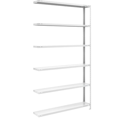 Storage bolt-together shelving, medium-duty, double-sided, HxWxD 2500 x 1300 x 300 mm, light grey, extension shelf unit.