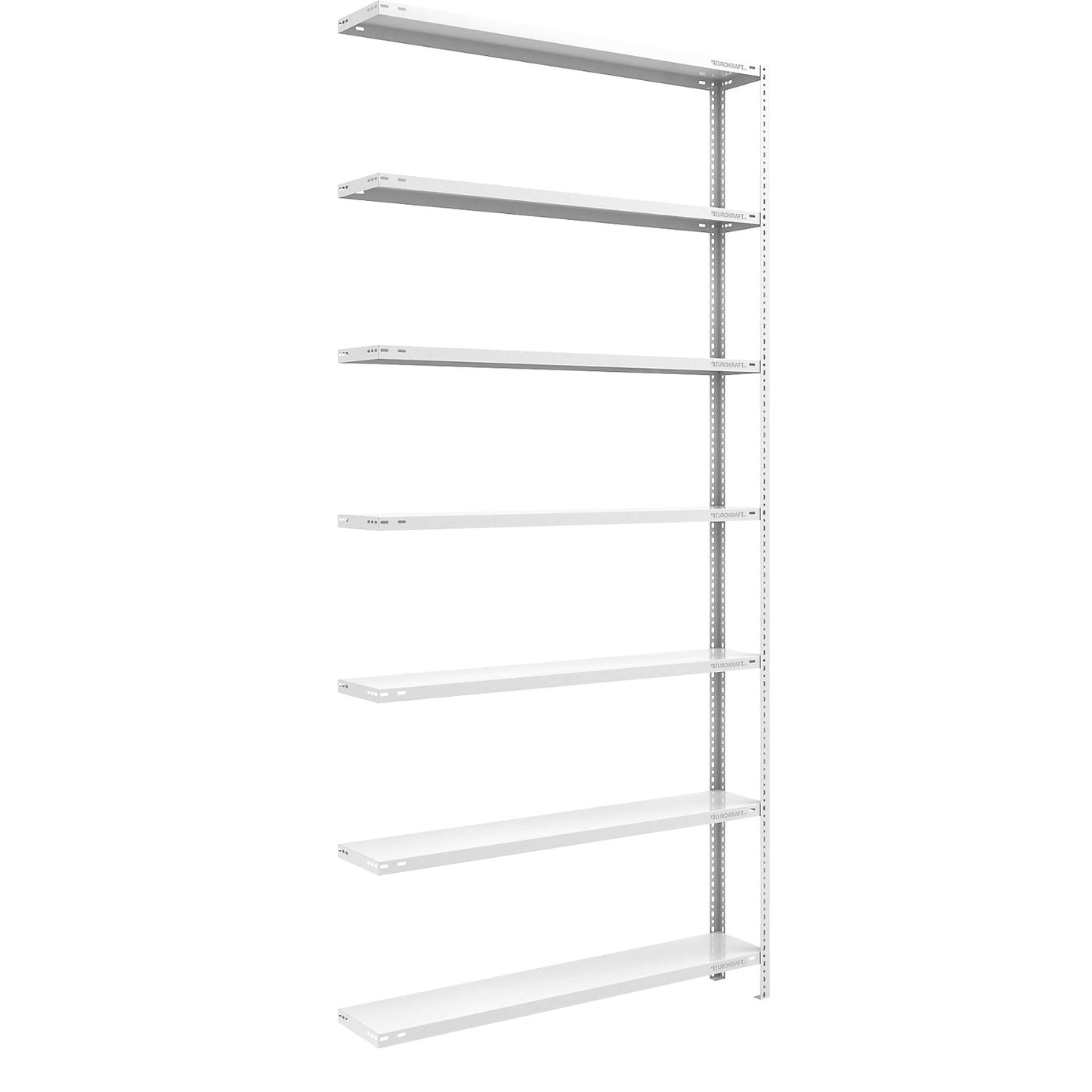 Storage bolt-together shelving, medium-duty, double-sided, HxWxD 3000 x 1300 x 300 mm, light grey, extension shelf unit.