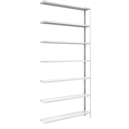Storage bolt-together shelving, medium-duty, double-sided, HxWxD 3000 x 1300 x 300 mm, light grey, extension shelf unit.