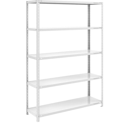 Storage bolt-together shelving, medium-duty, double-sided, HxWxD 2000 x 1300 x 500 mm, light grey, standard shelf unit.