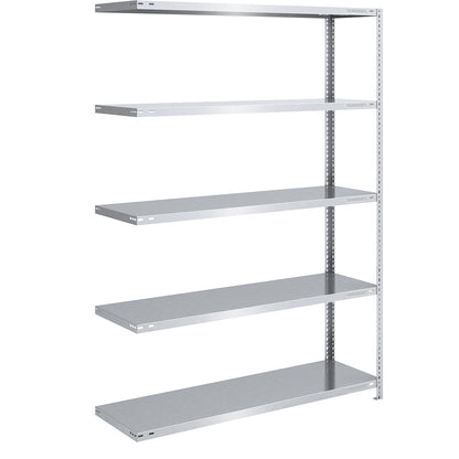 Storage bolt-together shelving, medium-duty, double-sided, HxWxD 2000 x 1300 x 500 mm, zinc plated, extension shelf unit.