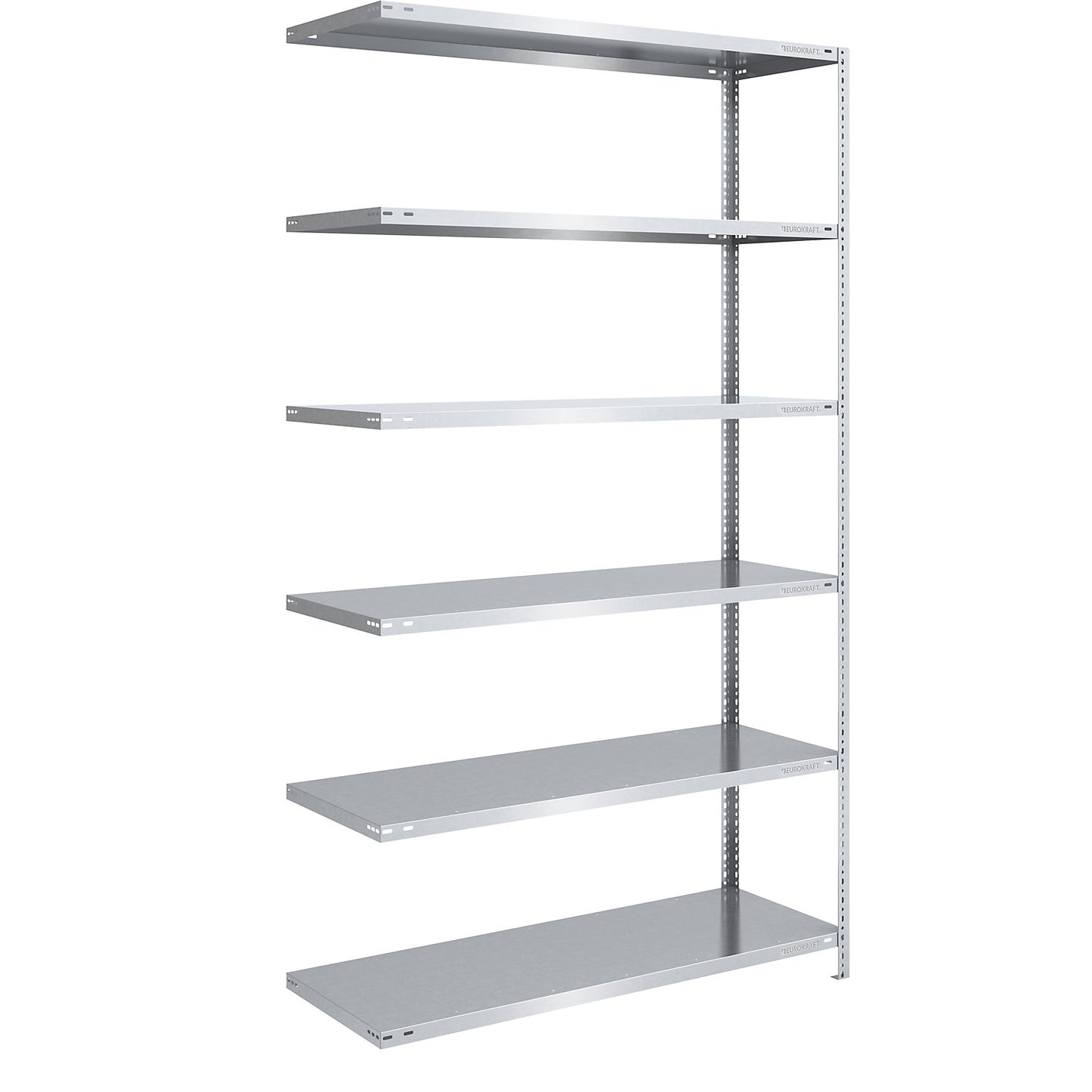 Storage bolt-together shelving, medium-duty, double-sided, HxWxD 2500 x 1300 x 600 mm, zinc plated, extension shelf unit.