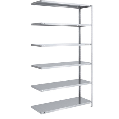 Storage bolt-together shelving, medium-duty, double-sided, HxWxD 2500 x 1300 x 600 mm, zinc plated, extension shelf unit.