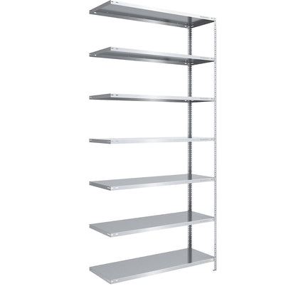 Storage bolt-together shelving, medium-duty, double-sided, HxWxD 3000 x 1300 x 600 mm, zinc plated, extension shelf unit.