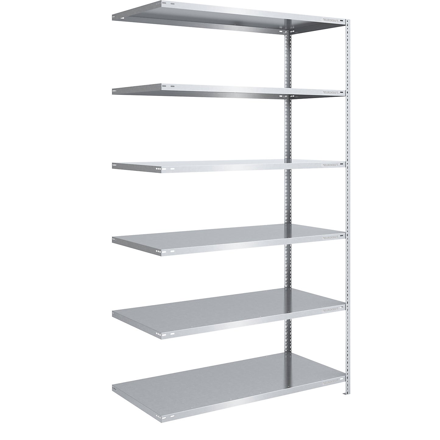 Storage bolt-together shelving, medium-duty, double-sided, HxWxD 2500 x 1300 x 800 mm, zinc plated, extension shelf unit.