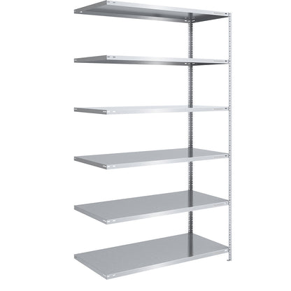 Storage bolt-together shelving, medium-duty, double-sided, HxWxD 2500 x 1300 x 800 mm, zinc plated, extension shelf unit.