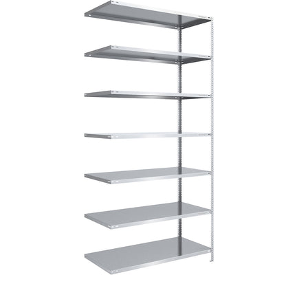 Storage bolt-together shelving, medium-duty, double-sided, HxWxD 3000 x 1300 x 800 mm, zinc plated, extension shelf unit.