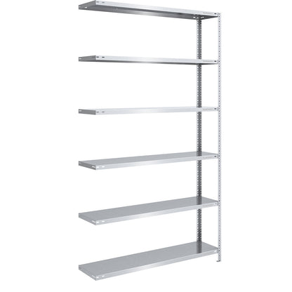 Storage bolt-together shelving, medium-duty, double-sided, HxWxD 2500 x 1300 x 400 mm, zinc plated, extension shelf unit.