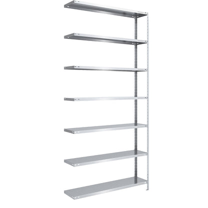 Storage bolt-together shelving, medium-duty, double-sided, HxWxD 3000 x 1300 x 400 mm, zinc plated, extension shelf unit.