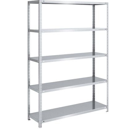 Storage bolt-together shelving, medium-duty, double-sided, HxWxD 2000 x 1300 x 500 mm, zinc plated, standard shelf unit.