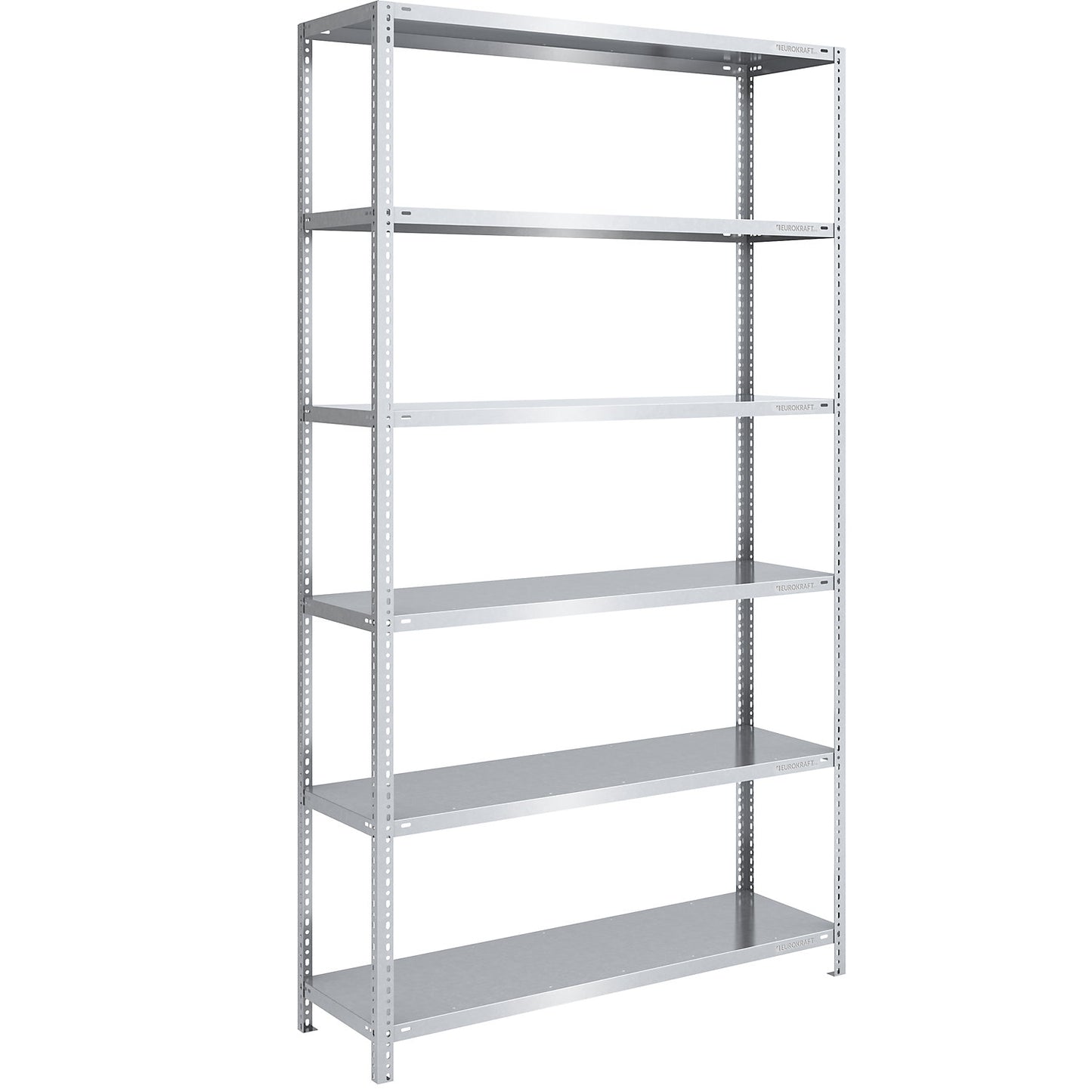 Storage bolt-together shelving, medium-duty, double-sided, HxWxD 2500 x 1300 x 500 mm, zinc plated, standard shelf unit.