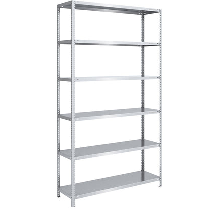 Storage bolt-together shelving, medium-duty, double-sided, HxWxD 2500 x 1300 x 500 mm, zinc plated, standard shelf unit.