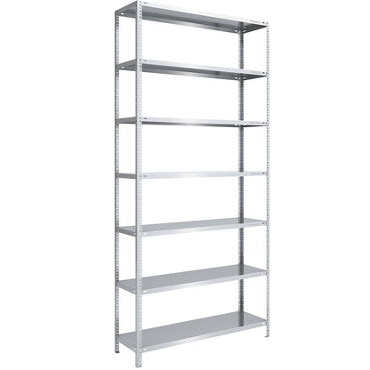 Storage bolt-together shelving, medium-duty, double-sided, HxWxD 3000 x 1300 x 500 mm, zinc plated, standard shelf unit.
