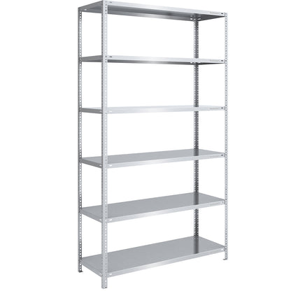 Storage bolt-together shelving, medium-duty, double-sided, HxWxD 2500 x 1300 x 600 mm, zinc plated, standard shelf unit.