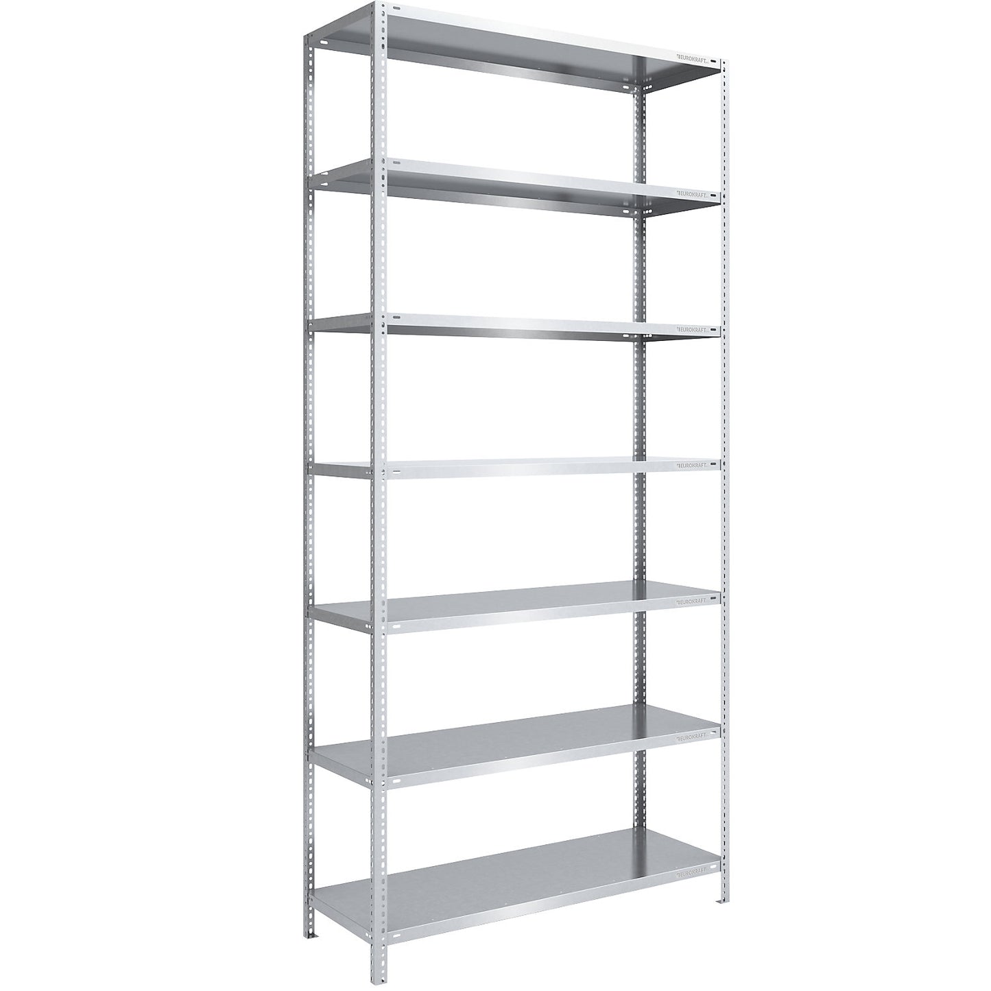 Storage bolt-together shelving, medium-duty, double-sided, HxWxD 3000 x 1300 x 600 mm, zinc plated, standard shelf unit.