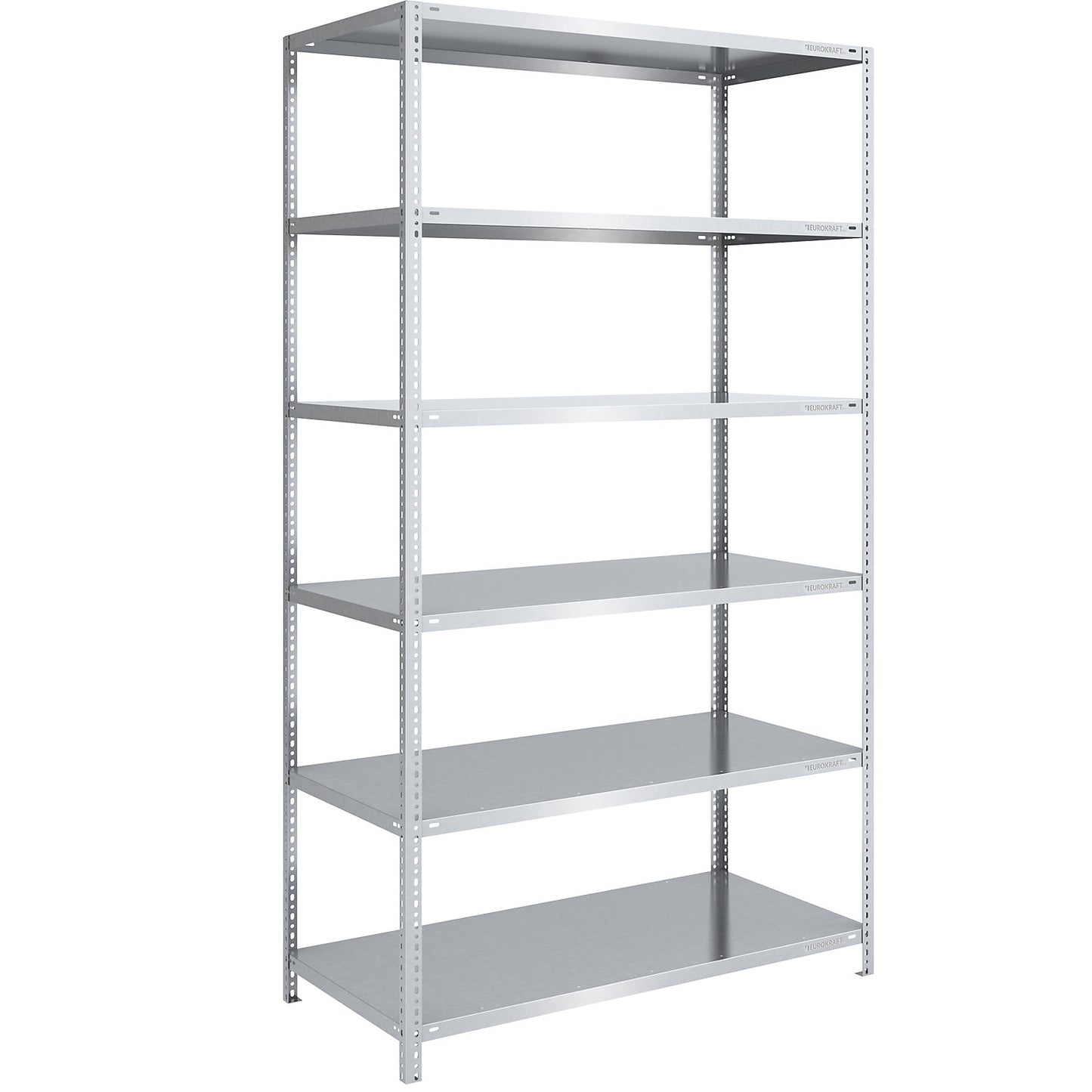 Storage bolt-together shelving, medium-duty, double-sided, HxWxD 2500 x 1300 x 800 mm, zinc plated, standard shelf unit.