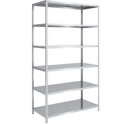 Storage bolt-together shelving, medium-duty, double-sided, HxWxD 2500 x 1300 x 800 mm, zinc plated, standard shelf unit.