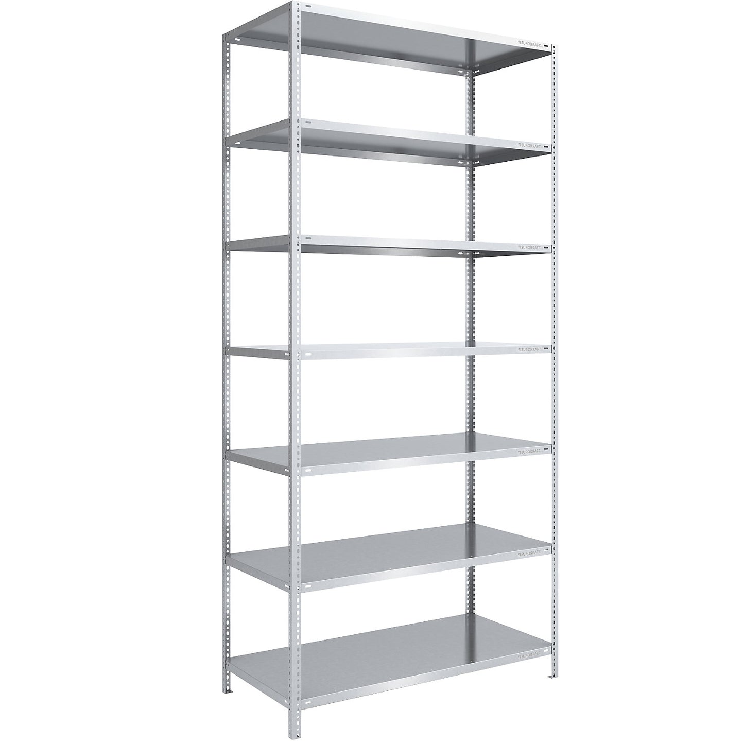 Storage bolt-together shelving, medium-duty, double-sided, HxWxD 3000 x 1300 x 800 mm, zinc plated, standard shelf unit.