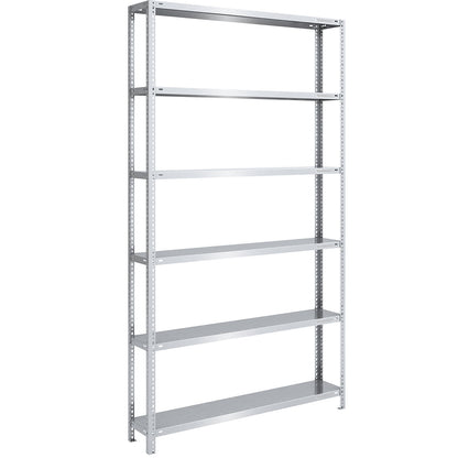 Storage bolt-together shelving, medium-duty, double-sided, HxWxD 2500 x 1300 x 300 mm, zinc plated, standard shelf unit.