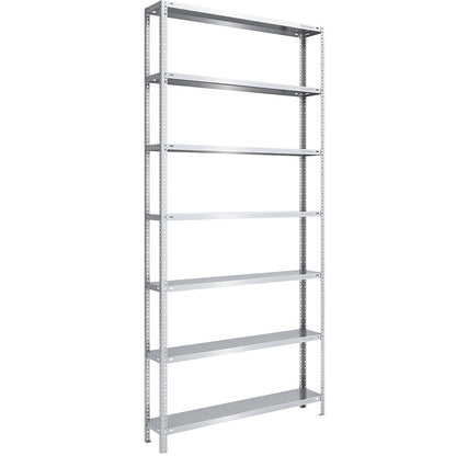 Storage bolt-together shelving, medium-duty, double-sided, HxWxD 3000 x 1300 x 300 mm, zinc plated, standard shelf unit.