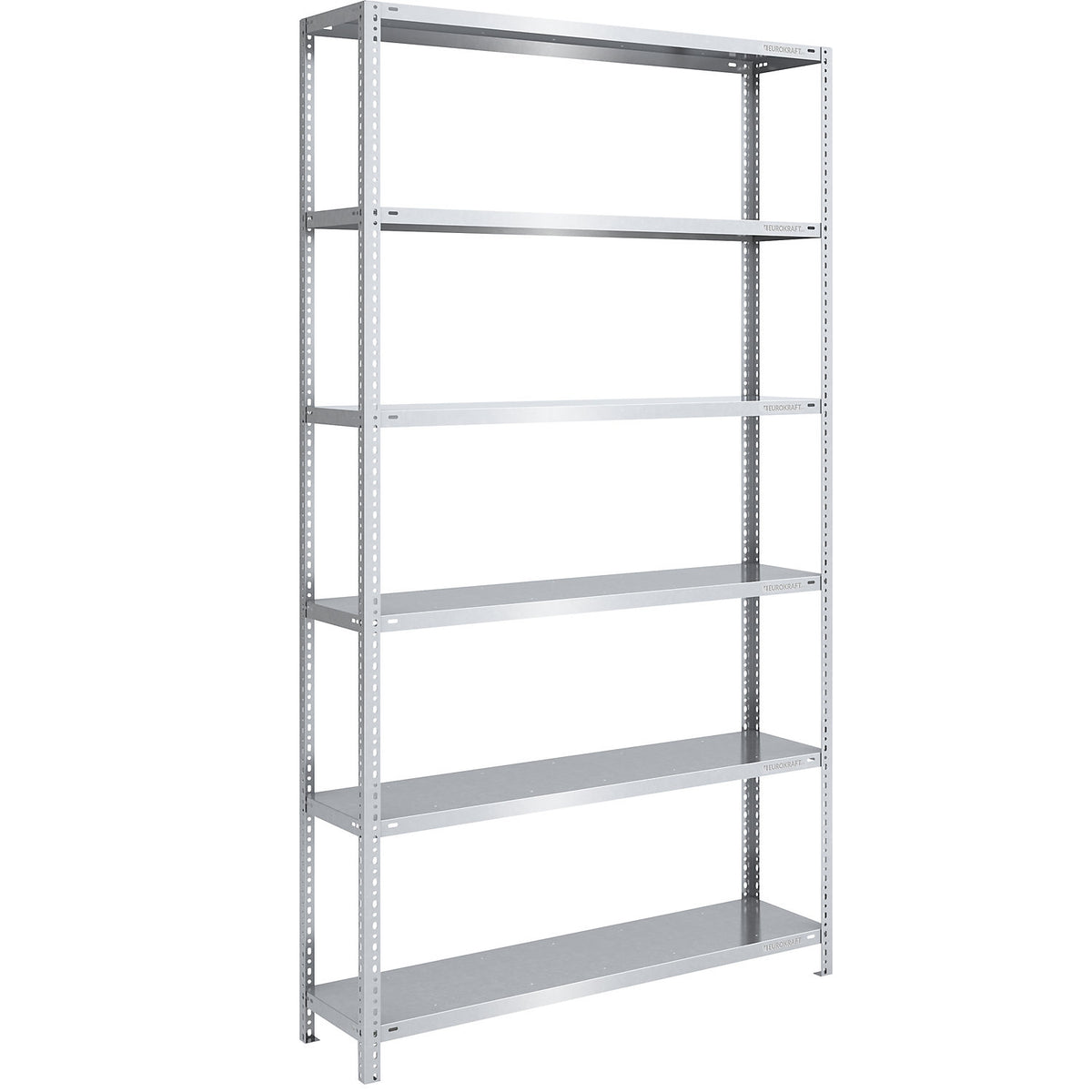 Storage bolt-together shelving, medium-duty, double-sided, HxWxD 2500 x 1300 x 400 mm, zinc plated, standard shelf unit.
