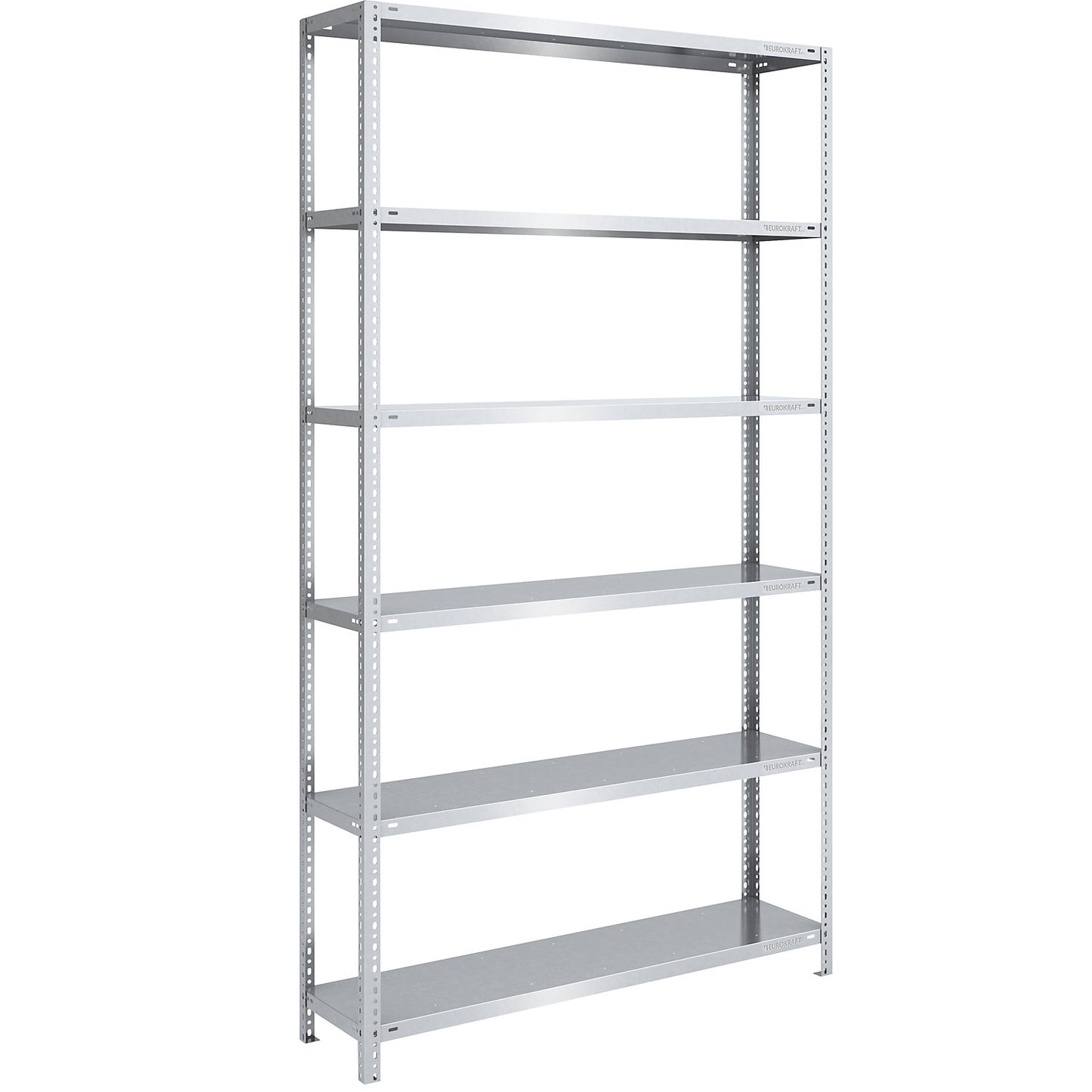 Storage bolt-together shelving, medium-duty, double-sided, HxWxD 2500 x 1300 x 400 mm, zinc plated, standard shelf unit.