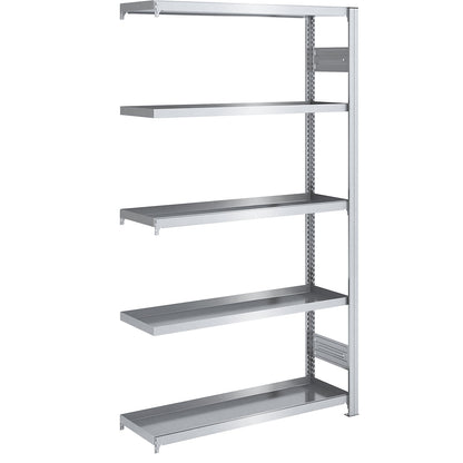 Tray shelf unit, zinc plated steel, double-sided, h 2000 mm, tray WxD 1000 x 400 mm, extension shelf unit.