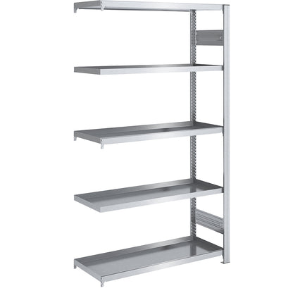 Tray shelf unit, zinc plated steel, double-sided, h 2000 mm, tray WxD 1000 x 500 mm, extension shelf unit.