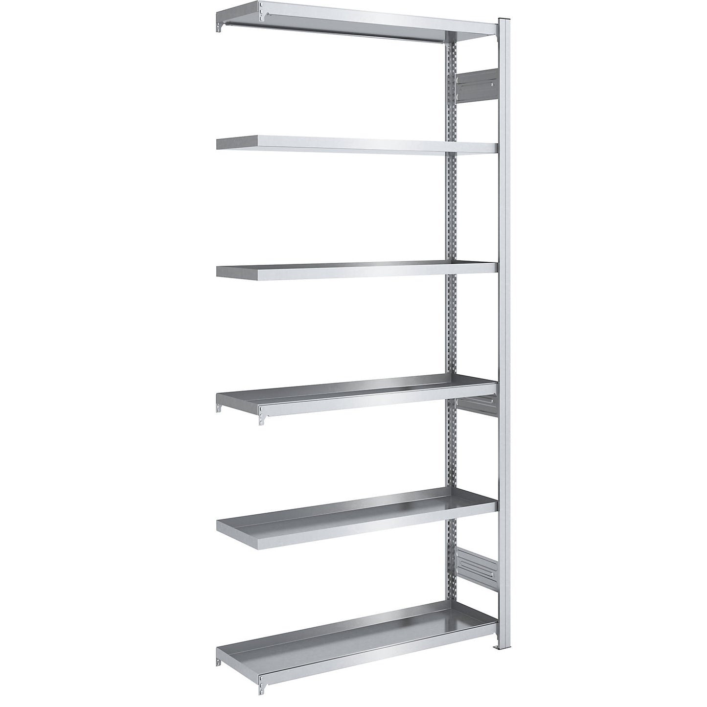 Tray shelf unit, zinc plated steel, double-sided, h 2500 mm, tray WxD 1000 x 400 mm, extension shelf unit.