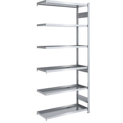Tray shelf unit, zinc plated steel, double-sided, h 2500 mm, tray WxD 1000 x 500 mm, extension shelf unit.