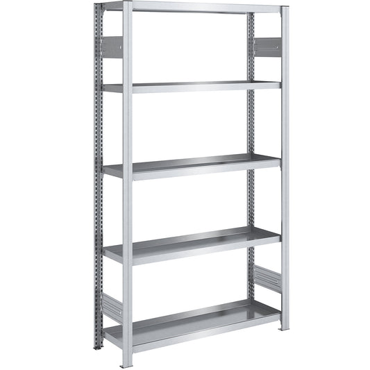 Tray shelf unit, zinc plated steel, double-sided, h 2000 mm, tray WxD 1000 x 400 mm, standard shelf unit.