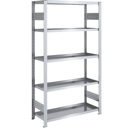 Tray shelf unit, zinc plated steel, double-sided, h 2000 mm, tray WxD 1000 x 500 mm, standard shelf unit.