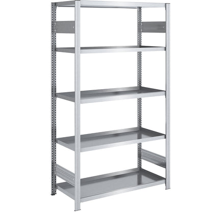 Tray shelf unit, zinc plated steel, double-sided, h 2000 mm, tray WxD 1000 x 600 mm, standard shelf unit.